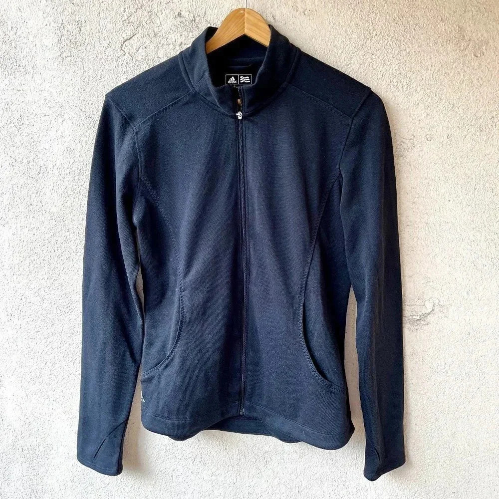 Adidas Women's Athletic Long Sleeve Zip Up Running Jacket Black Medium